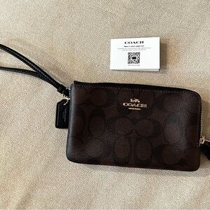 Coach Dark Brown Wristlet